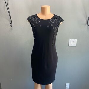 Calvin Klein Black Midi Dress with Sequins‎